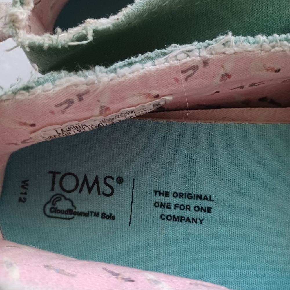 Tom's vionic slip on flats women's size 12 laguna green canvas cloud bound sole - Picture 3 of 6